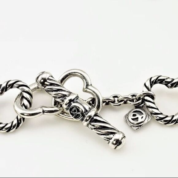 Vintage David Yurman Sterling Silver & 18K Yellow Gold Heart Link Neckl… - Picture 4 of 7